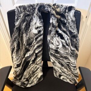 WD NY Women's Faux Fur Vest in Black, White and Gray